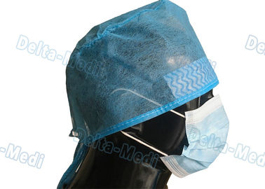 Niebieskie jednorazowe czepki chirurgiczne, jednorazowe kapelusze chirurgiczne PP / SMS z opaską