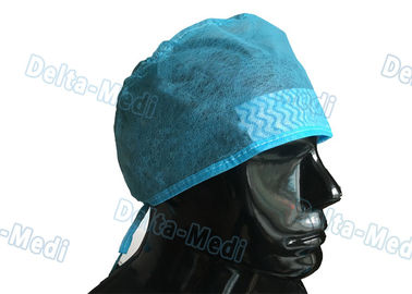 Niebieskie jednorazowe czepki chirurgiczne, jednorazowe kapelusze chirurgiczne PP / SMS z opaską