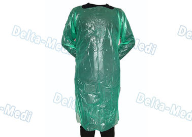 Green CPE Jednorazowe plastikowe suknie, Anti Liquid długie rękawy szpitalne