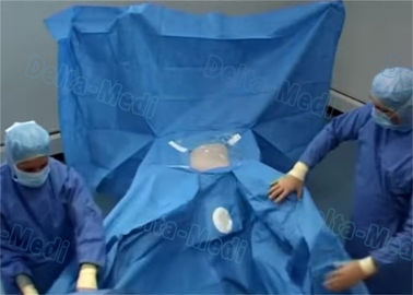 Niebieskie chirurgiczne laparoskopowe serwety, sterylne jednorazowe zasłony dla pacjentów z ETO