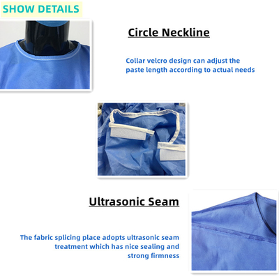 Jednorazowe suknie izolacyjne z włókniny SMS dla pacjentów do użytku laboratoryjnego