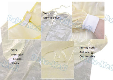 Ultradźwiękowe żółte szwy izolacyjne, izolacja wodoodporna jednorazowa sukienka do laboratorium