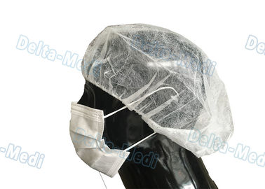 Białe jednorazowe błoniaste czepki chirurgiczne o okrągłym / płaskim elastycznym przepuszczalności powietrza