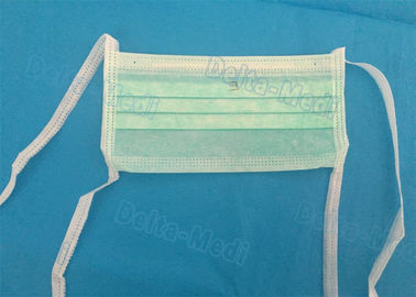 Zielona 3-warstwowa nietkana maska, sterylne jednorazowe medyczne maski ochronne