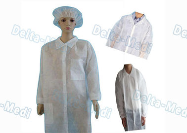 Białe nietkane jednorazowe płaszcze dla odwiedzających Izolacja kurzu / bakterii Ekologiczna