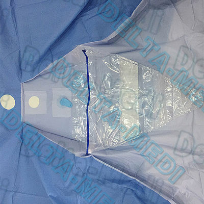 Ciemnoniebieskie jednorazowe sterylne serwety chirurgiczne SBPP do urologii z torbą zbiorczą