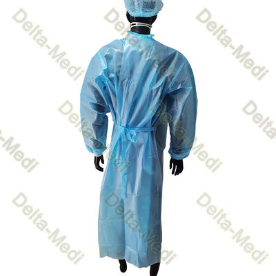 Jednorazowa suknia chirurgiczna powlekana PP z folii PE z dzianym mankietem na rzepy 2 paski