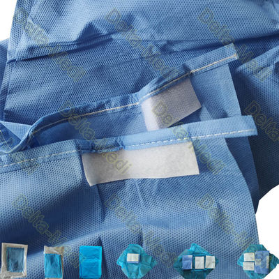 Jednorazowa suknia chirurgiczna z niebieskim dzianinowym mankietem 50 * 80 cm Potężna wytrzymałość na rozciąganie
